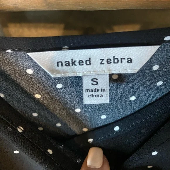 Naked Zebra Black Camisole with White Dots - Picture 3 of 6